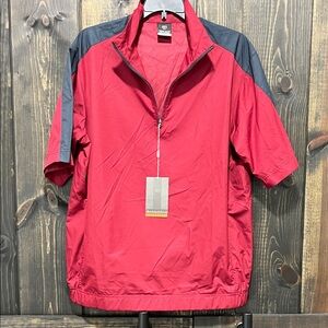 NWT Nike Golf Pullover Boys XL Red Burgundy Black Short Sleeve Warm Up Clima-Fit